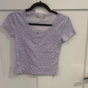 Pink Republic Lavender Floral Short Sleeve Tee